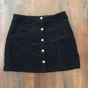 Forever 21 Black Corduroy Button Front Skirt